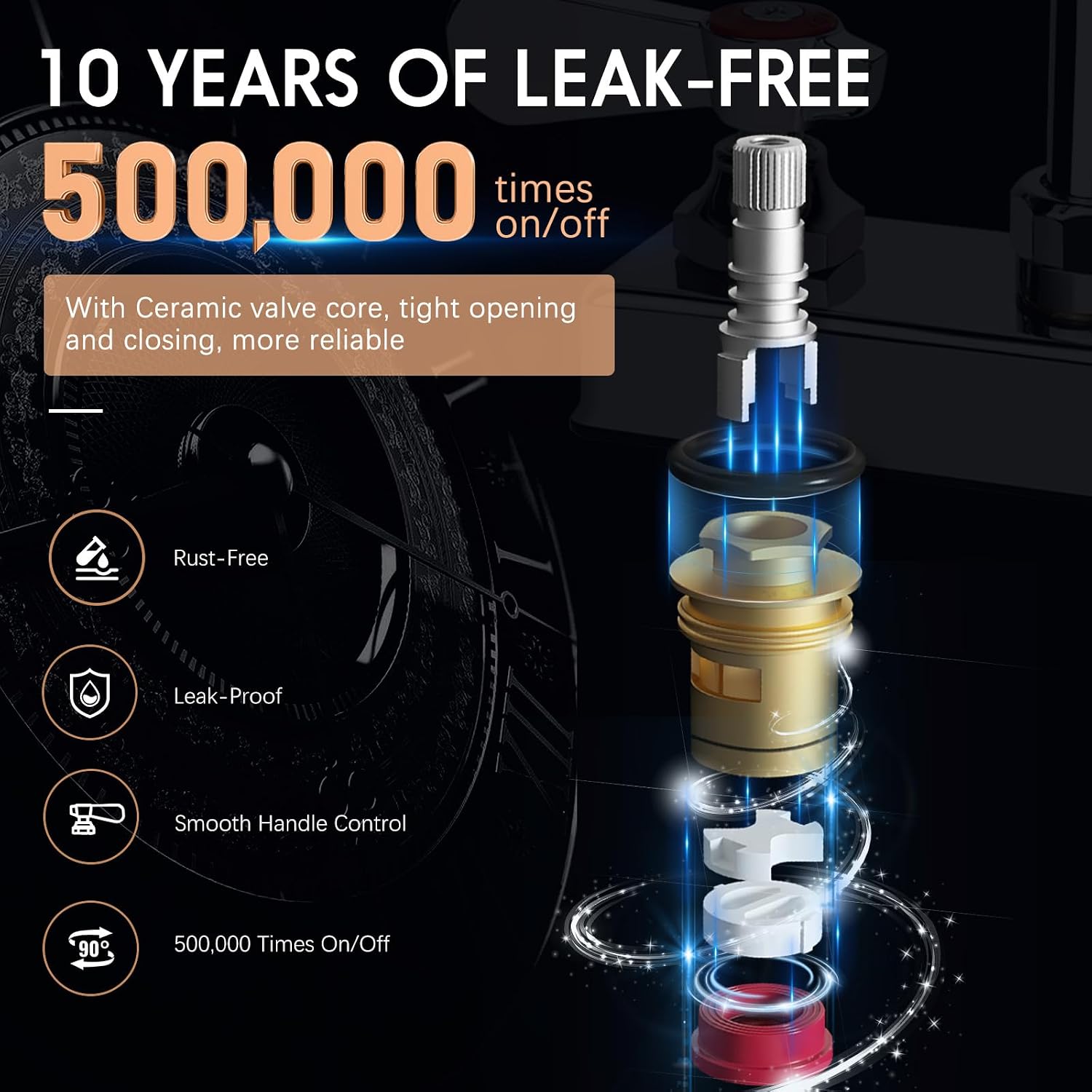 Commercial Bar Sink Faucet 4" Center Deck Mount with 12" Swivel Spout | Leak-Free Ceramic Cartridge, Solid Brass Constructed, Hand Sink Faucet for Kitchen, RV, Cafe, Laundry, Bath