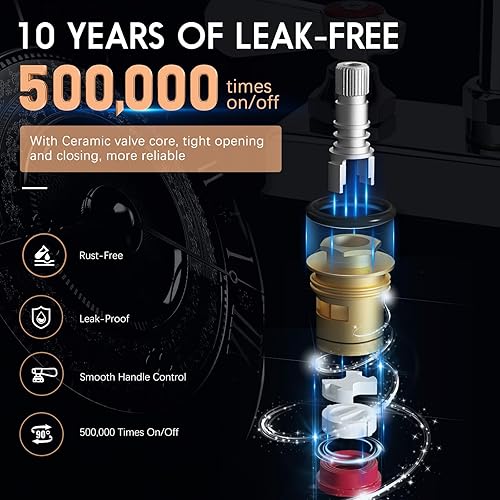 Miniatura 5 de Grifo de fregadero de barra comercial de 4 pulgadas, grifo de fregadero de barra de montaje en cubierta central de 2 agujeros, latón construido y