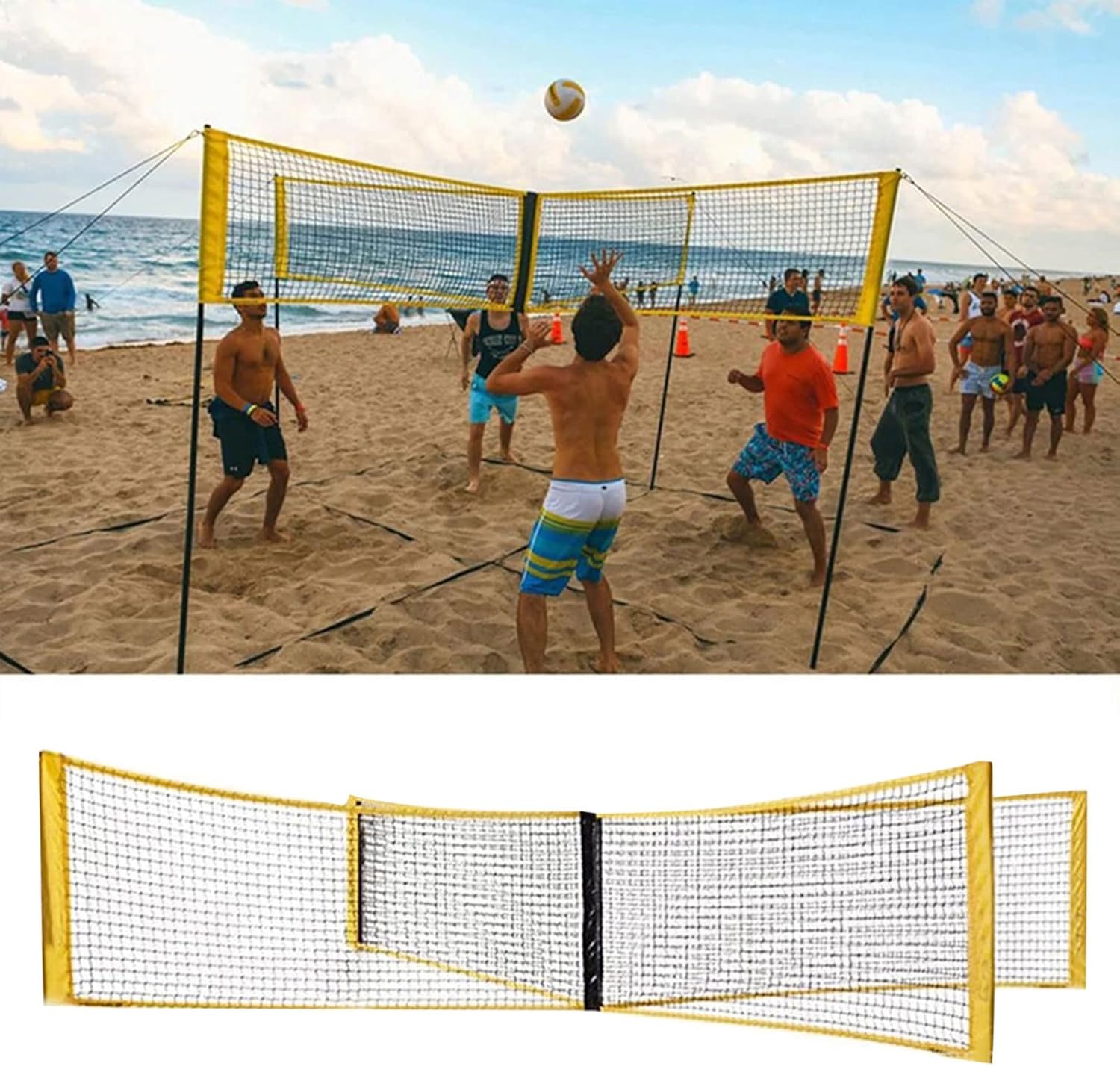 ZZSRJ 4-Sided Volleyball Badminton Game Net Suit Training Net Sports Replacement Net Outdoor Badminton Tennis (Color : A)