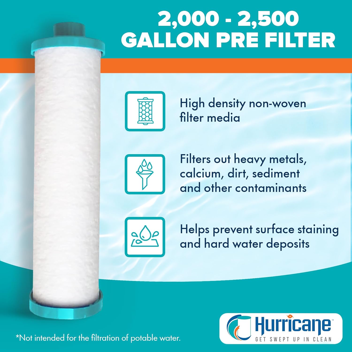 Hurricane Filters HFPRE-2000-01 Pre Fill Filter - 2000 Gallon Garden Hose Pre Filter - Filter Sediment for Spas, Hot Tubs, Pools, Aquariums, Ponds - Replaces Filbur FC-3128, PPS2100