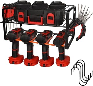 Intpro Power Tool Organizer Tool Storage And Organization Wall Mount Power Tool Holder Accessories Utility Tool Rack Hanger Shelf For Cordless Drill Wrench Screwdriver Garage