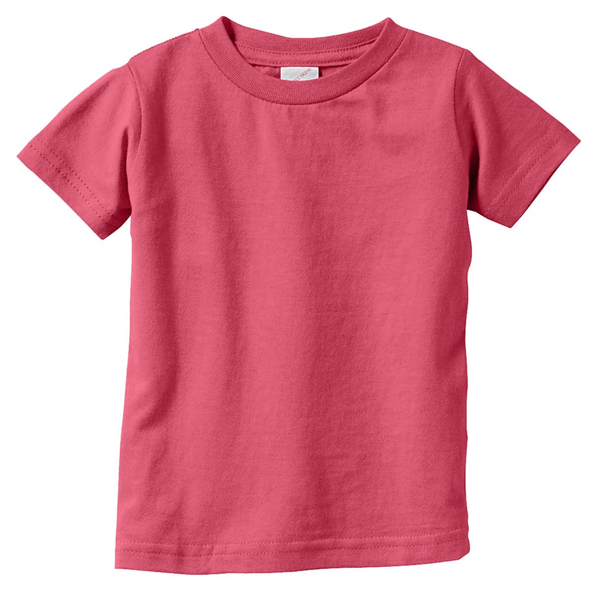 RABBIT SKINS Infant Fine Topstitch Ribbed Collar T-Shirt, Raspberry, 24 Months