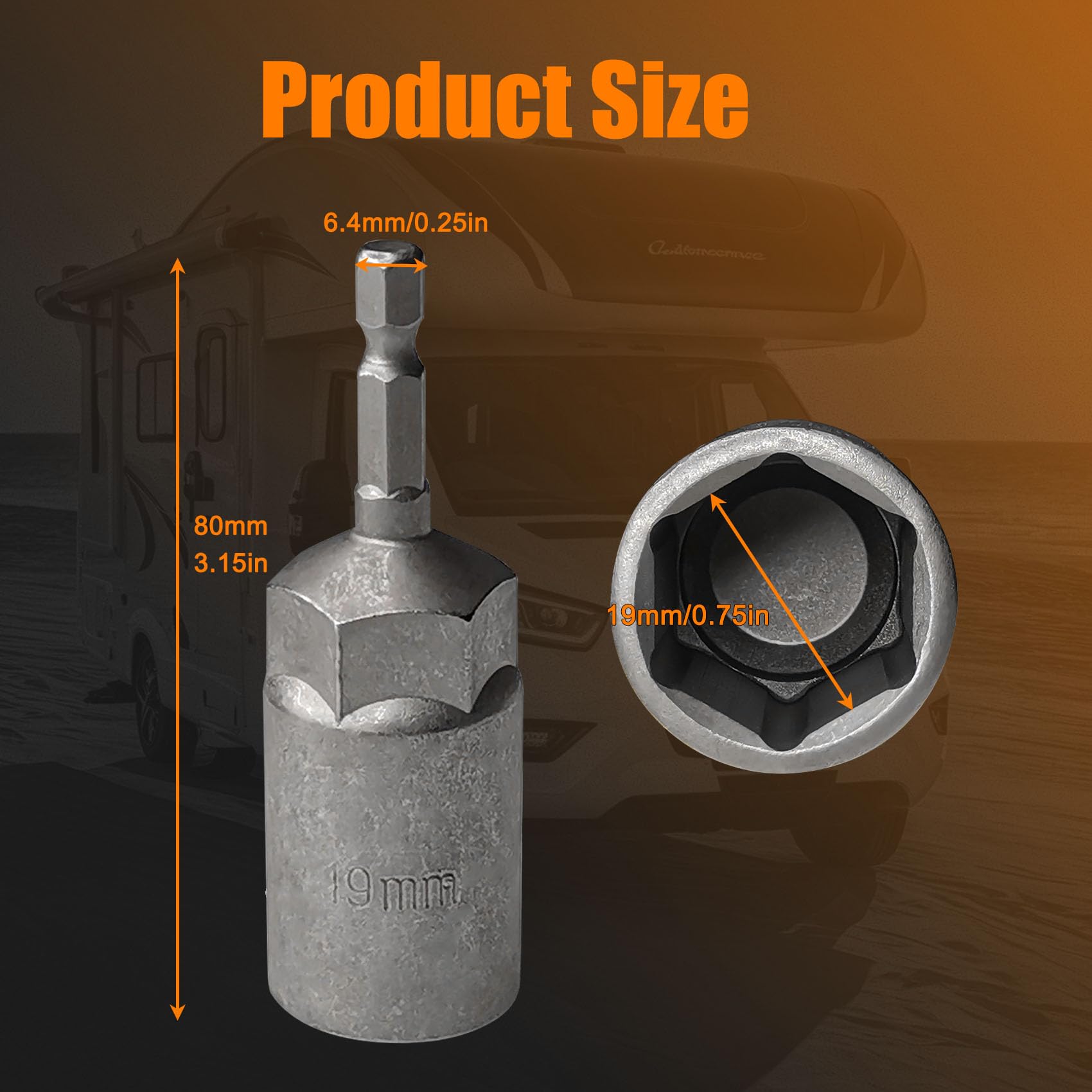 PANOVOS (2pcs) Leveling Scissor Rv Jacks Socket Drill Adapter With