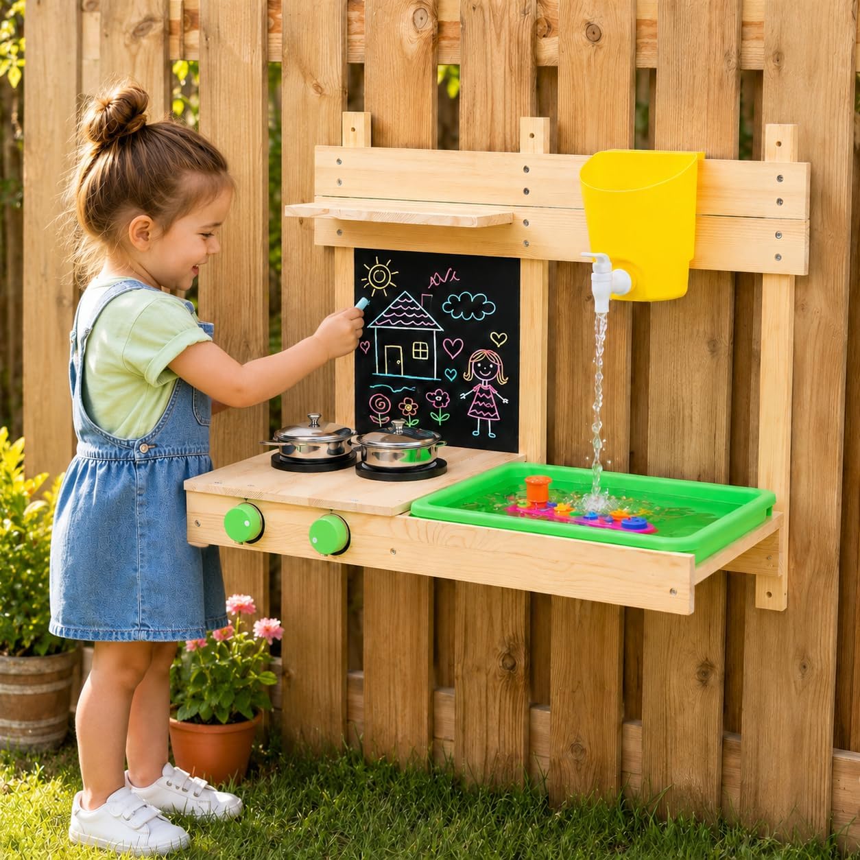 (-99%) BlueWood Matschküche Kinder Outdoor, Children Mud Kitchen Holzspielzeug-Spielset mit, Spielfutter, Kochset und Matschküche Zubehör, Spielküche für Rollenspiel ab 3 Jahren