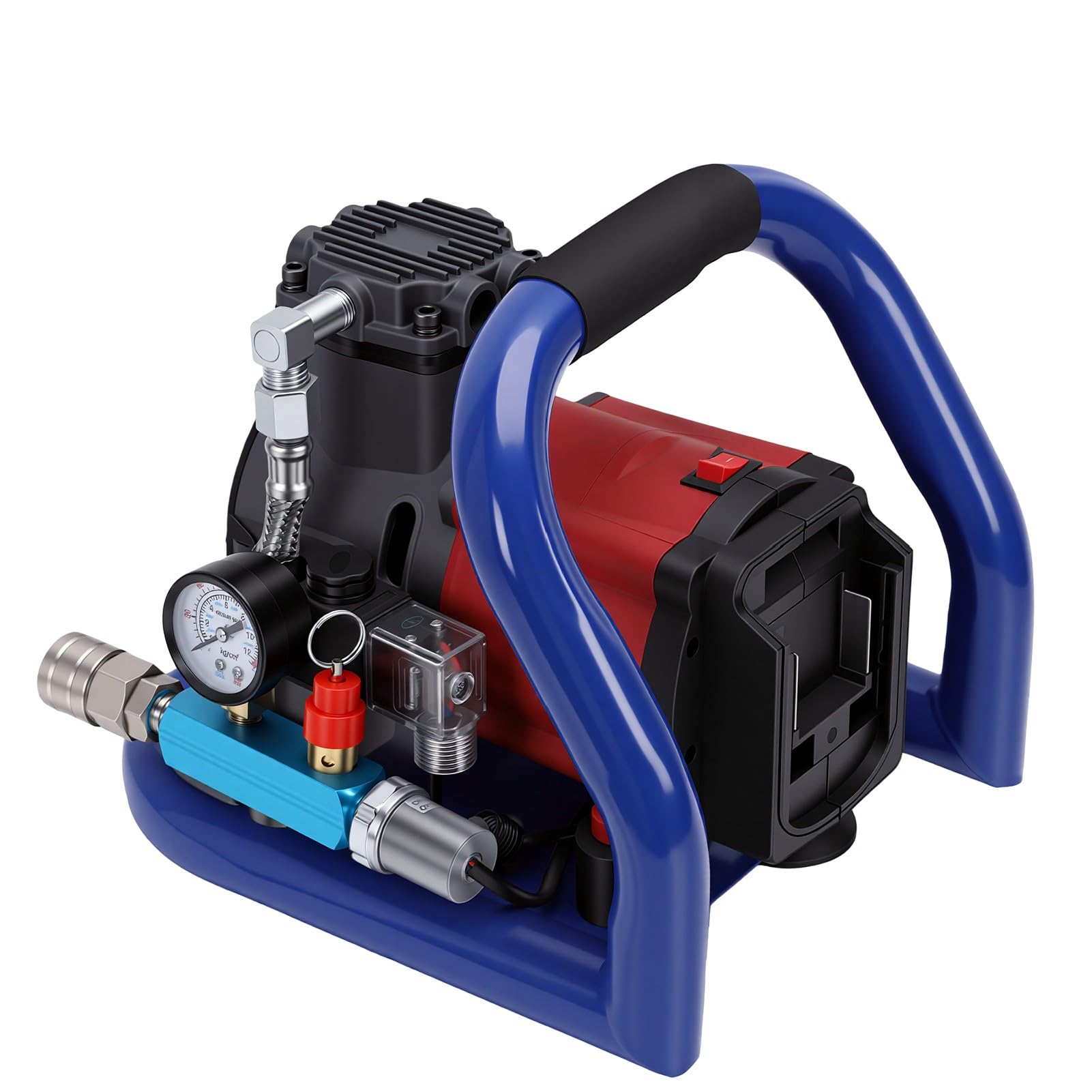 banapoy Compressore d'aria a Batteria 350 W 0-2800 Giri/min, Serbatoio da 1,5 Litri Pompa d'aria a Batteria a 7 Bar Silenzioso per BL 1815 BL 1820 BL1830, per Gonfiaggio Pneumatici Auto