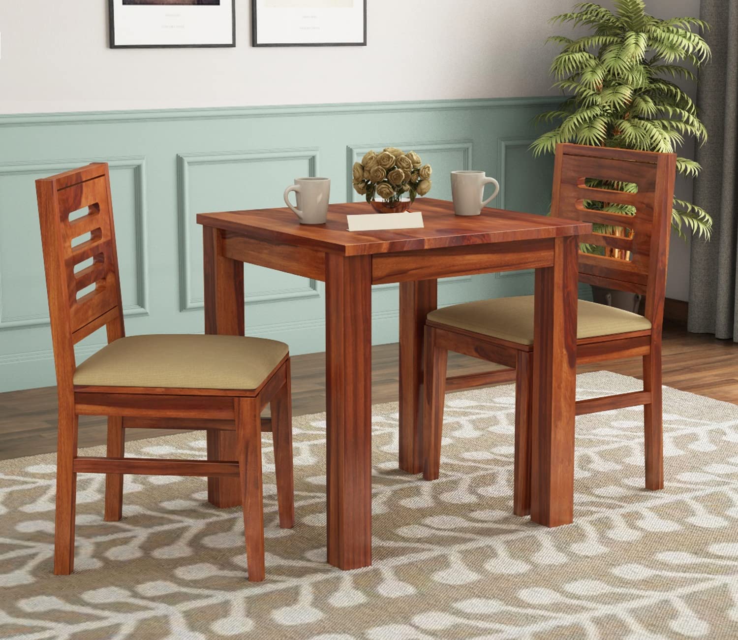 Harshita Furniture Sheesham Wood 2 Seater Dining Table Set for Living ...