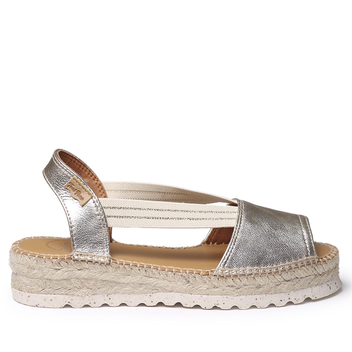 TONI PONS - Alpargatas de Piel para Mujer ESTEL-​SW Color Platino con Cuña de 4cm - Cuero para: Mujer Color: PLATI Talla: 37