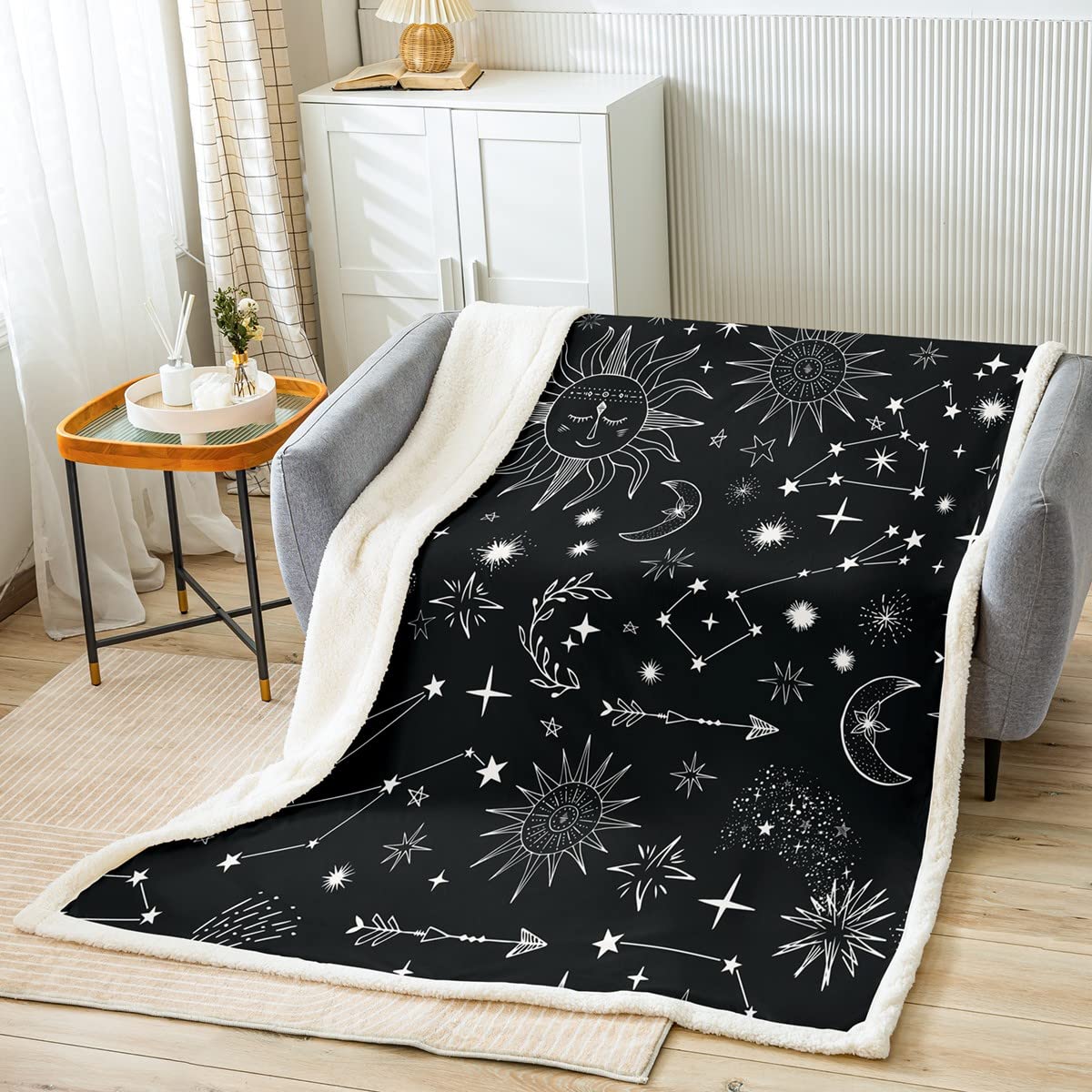 Lunoroey Coperta Spaziale In Pile Sherpa 130x150 Cm: Morbida Coperta A Doppio Lato Con Galassia, Astronauti E Stelle - Perfetta Per Cameretta Bambini, Divano E Regalo - 2