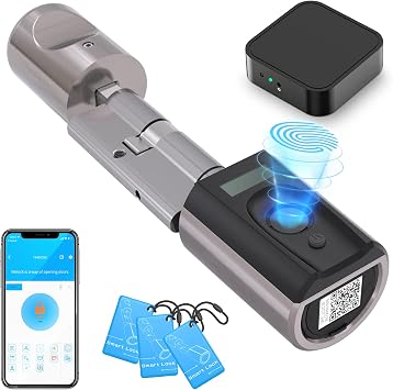 WELOCK Smart Door Lock with Wifibox, Fingerprint Door Lock for Smart Home, Waterproof Fingerprint Smart Lock, Smartphone Access, Gate Lock, Work with Alexa