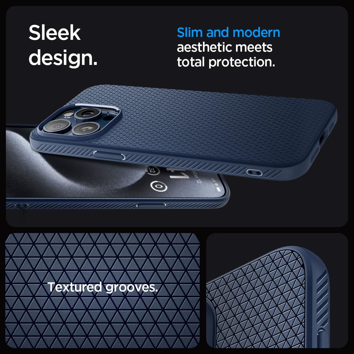 Spigen Liquid Air Designed for iPhone 15 Pro Case (2023) [Military-Grade Protection] - Navy Blue - Image 3