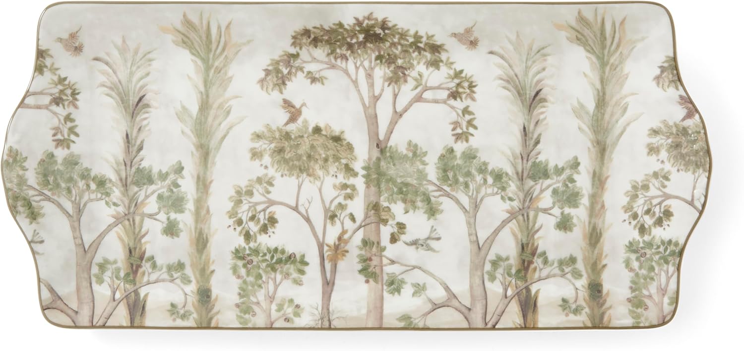 Spode Kit Kemp 12" Tall Trees Serving Tray | Enchanted Forest Design | Porcelain | Dishwasher and Microwave Safe | Ideal for Salad, Snacks, and Appetizers | Home & Gathering Use