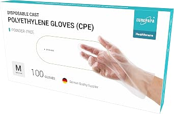 EUROPAPA® Lot de 100, 200, 300, 450 gants jetables en TPE transparents