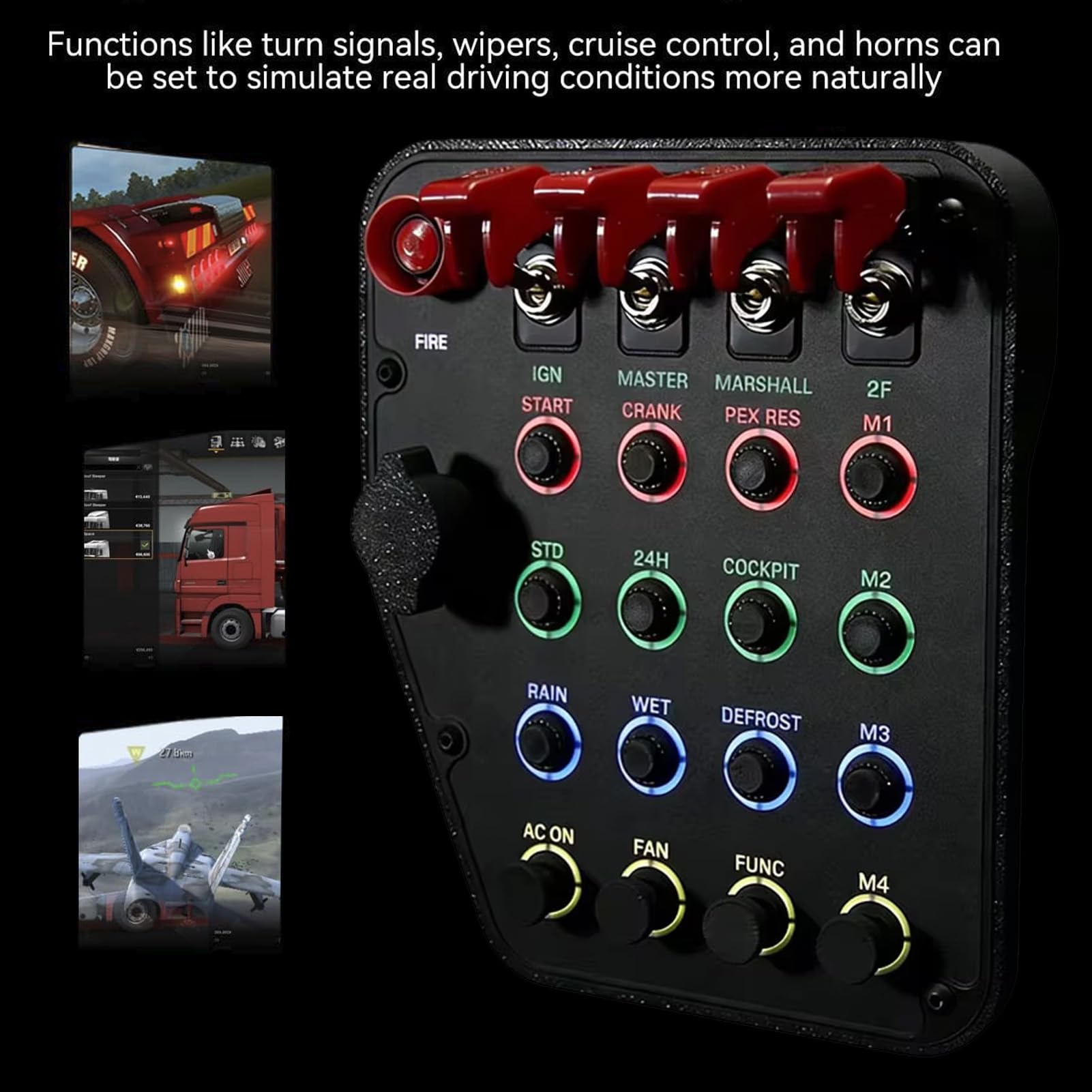 Multi-function 22 Programmable Buttons USB Simulation Racing Center Control For Logitech G27/G29/G920/G923 RS50/G Pro Steering Wheel; PC Button Box For PXN V99/ V10 Pro/V12 LITE/VD4 VD6 VD10 Truck ETS