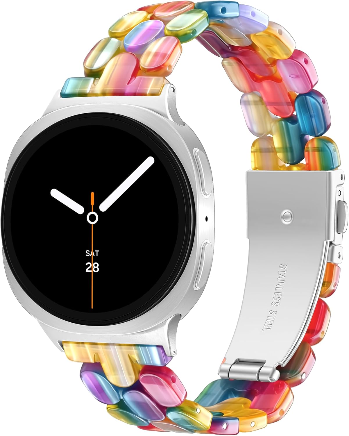 Resin Strap Compatible with Samsung Galaxy Watch 9 8 7 6 5 FE 40mm 44mm/Galaxy Watch 8 Classic Band 46mm/Galaxy Watch 6 4 Classic 43mm 47mm 42mm 46mm/5 Pro Band/Active 2, 20mm Adjustable Band