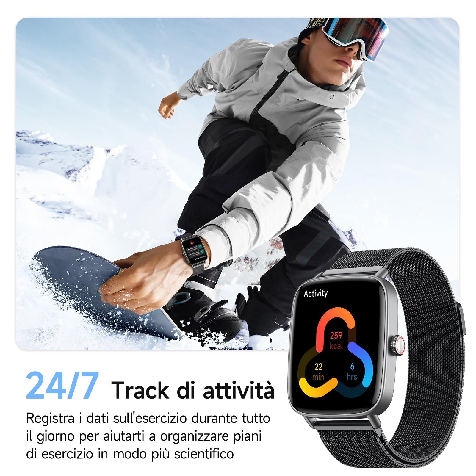Smartwatch Donna Uomo,1.85" HD Smart Watch Chiamate e Whatsapp,Orologio Fitness Sportivo Cardiofrequenzimetro/SpO2/Sonno/Contapassi,Fitness Tracker 110+ Modalità Sport Impermeabile per Android iOS