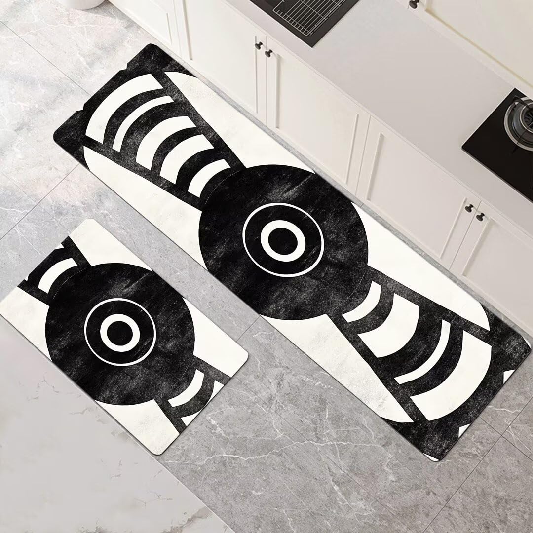 Tapis de cuisine devant evier lot de 2 absorbants lavables noir 90x140 90x270cm