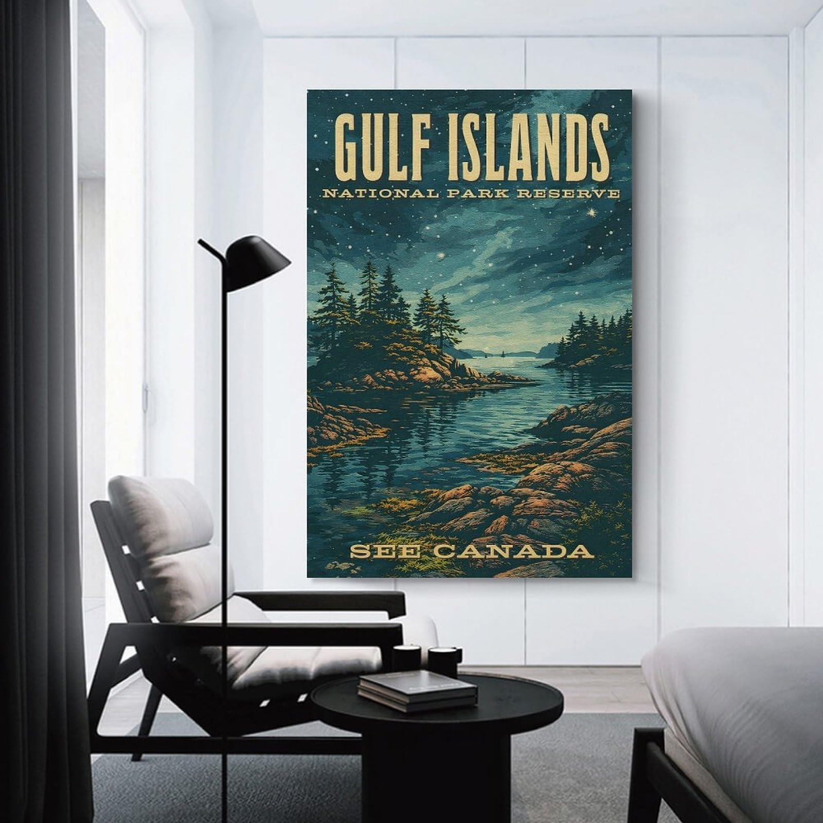 Junmoney Unframe-Style-1 Canvas Wall Art Gulf Islands National Park Reserve Vintage, 20X30inch(50X75cm), For Lounge Decor, Bedroom Walls Or Flats, A Home Accent With Warm Character