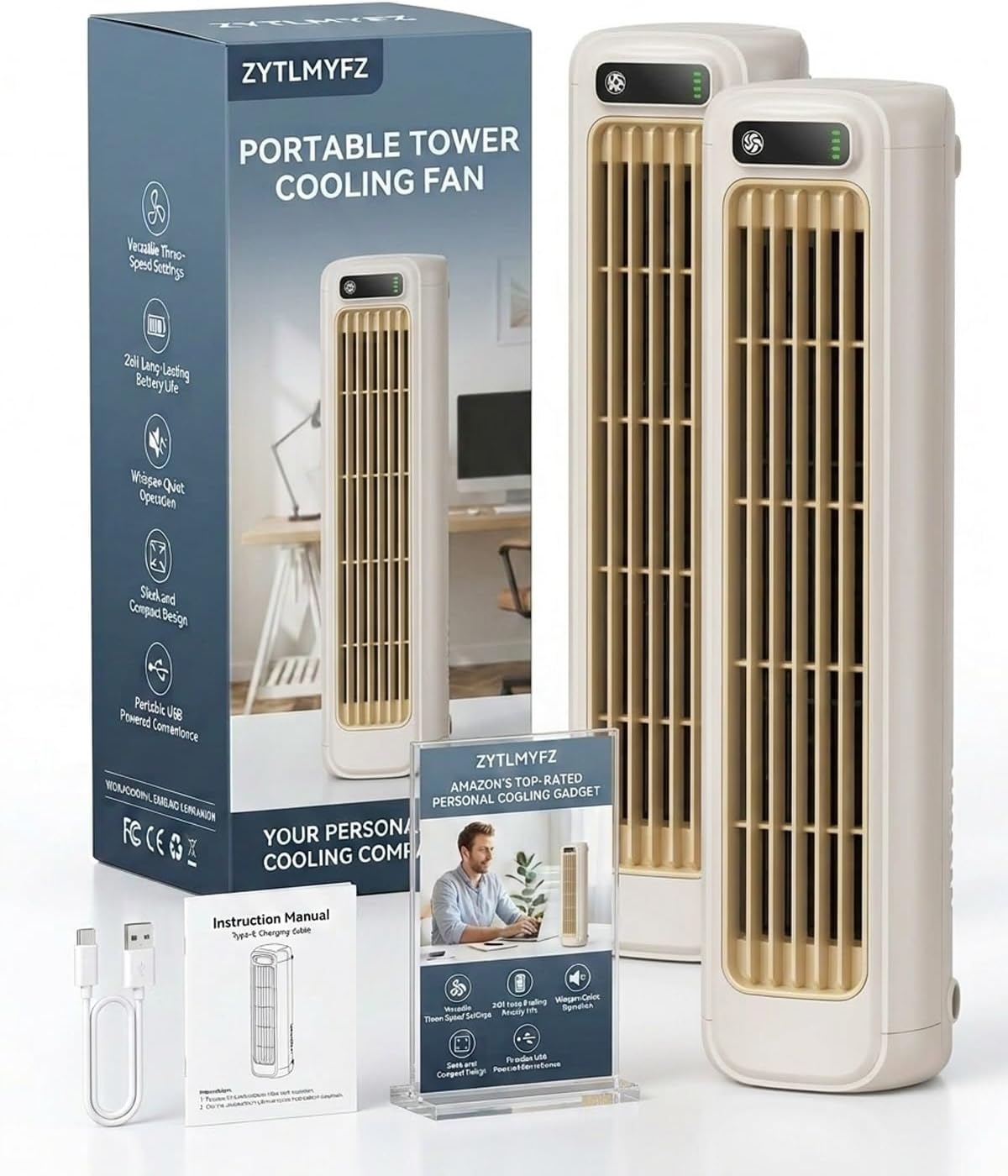 Portable Air Conditioners, USB Charging Wireless Wall Mount Ac Unit, 2026 New Desk Fans That Blow Cold Air, Quiet Efficient Cooling Fan with 3 Speeds for Bedroom Office Homeenjoy a Quick(Gray)
