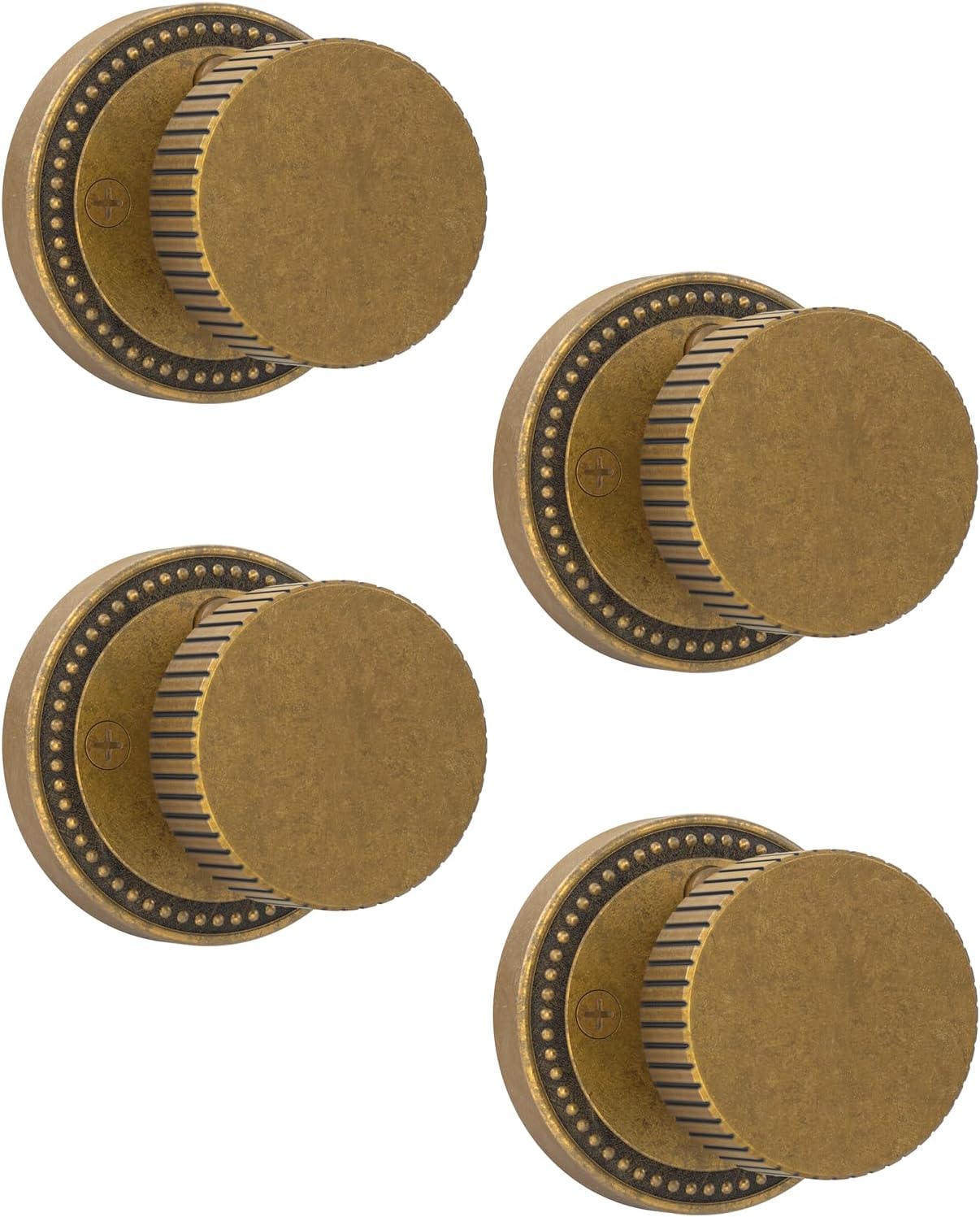 Asidrama 4 Pack Antique Brass Privacy Door Knobs with Lock, Door Handles with Antique Brass Door Knobs Interior for Bedroom or Bathroom, Heavy Duty Door Lever for Left Right Sided Doors