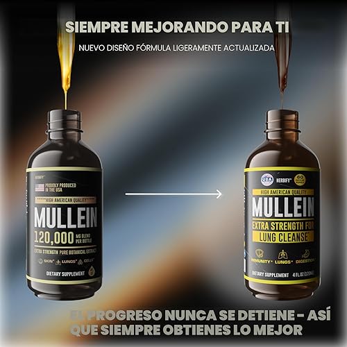 Miniatura 2 de HERBIFY Mullein Drops - Limpieza pulmonar - Extracto de hoja - Potente gordolobo para apoyo inmunológico, desintoxicación y apoyo respiratorio