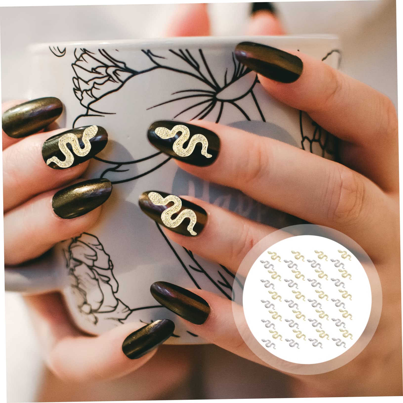 Beavorty 160piezas Encantos De Uñas Forma De Serpiente De Adornos Decorativos Para Arte De Uñas Acrílicas Accesorios Creativos De Manicura Diseño Único y Material Resistente