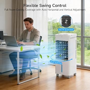 Portable Air Conditioners,Windowless Swamp Cooler Portable AC Unit, Cooling Fan That Blow Cold Air w/Remote 5L Tank 12 Speeds 9H Timer, Evaporative Air Cooler for Bedroom Indoor Room (white)