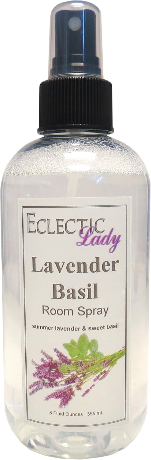 Lavender Basil Room Spray (Double Strength), 16 Ounces, No Artificial Colors, Parabens, or Preservatives - Fragrant Aromatic Room Mist For Home, Room, Office