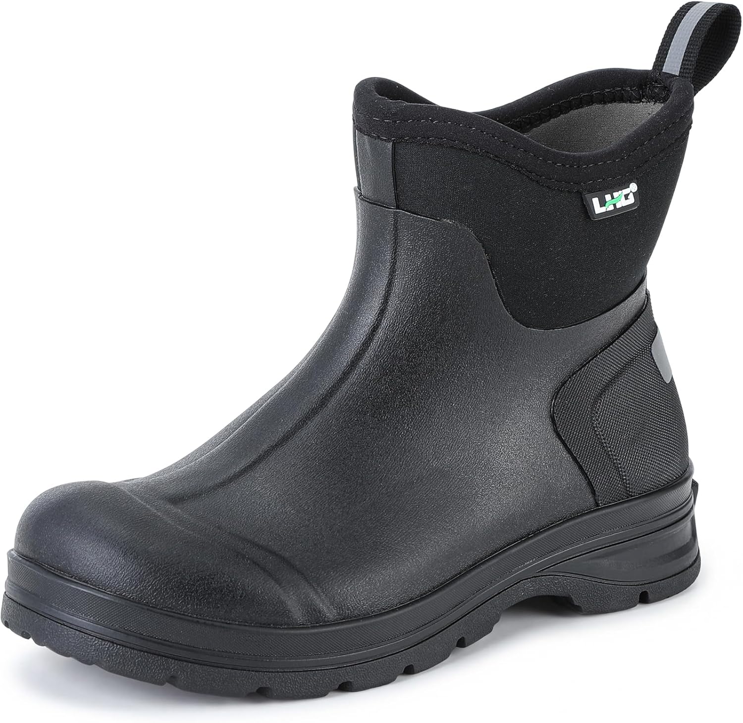 LHG Men's Short Rubber Boots Waterproof Rain Boot Insulated Neoprene Mud Booties for Farming Fishing Chore Hunting