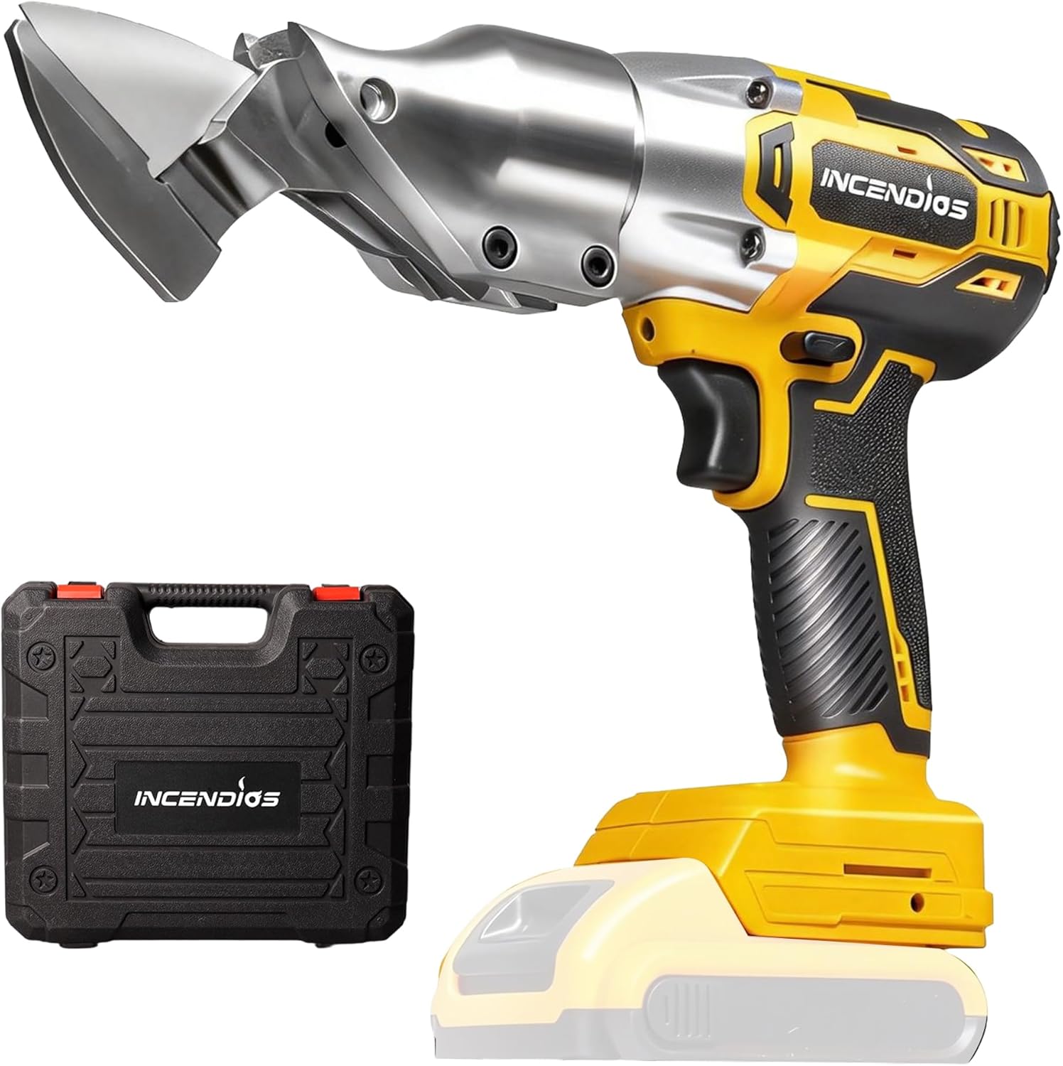 INCENDIOS Cordless Metal Shear for Dewalt 20V Max - 14GA Multi-Material Cutting, 330 Nm Torque Brushless Electric Sheet Metal Cutter with 360° Rotating Head, LED Light (No Battery)