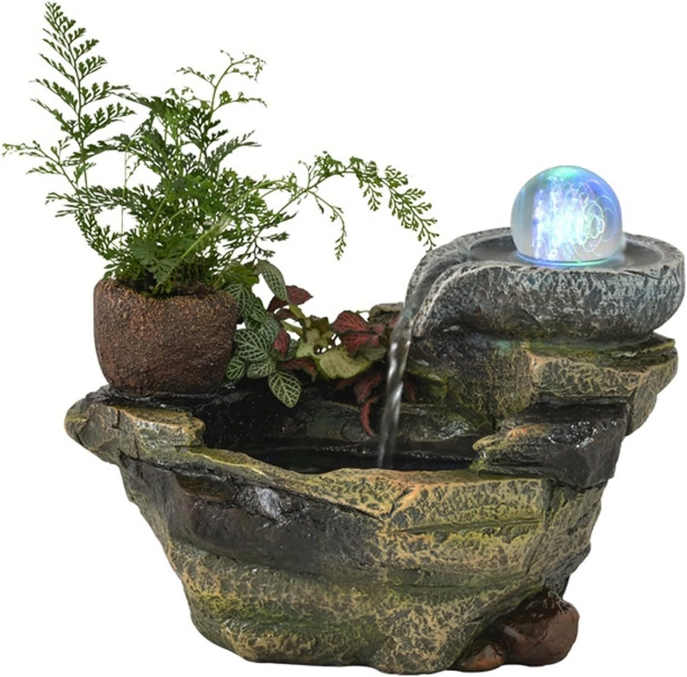 HARAY Tabletop Water Fountain Rockery Flowing Water Fountain Ornaments Fish Pond Office Micro Landscape Tea Table Top Bonsai Interior Decoration Office Relaxation Meditation Fountain