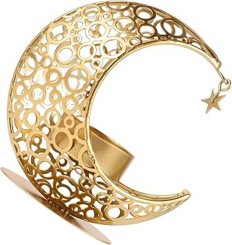 Moon Shaped Candle Holder Elegant Middle Eastern Design Iron Candle Stand for Table Centerpieces for Banquets Parties Dinners and Home Decor