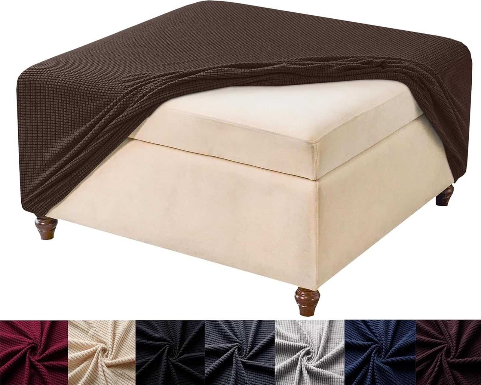 uyeoco Funda de Puff Otomana Cuadrado 50x50 /40x40/80x80 Elástica Funda Reposapies Terciopelo Retirable Lavable Terciopelo Jacquard Cubierta Taburete Sofá Protector (Color : #13, Size : 80x80 cm)