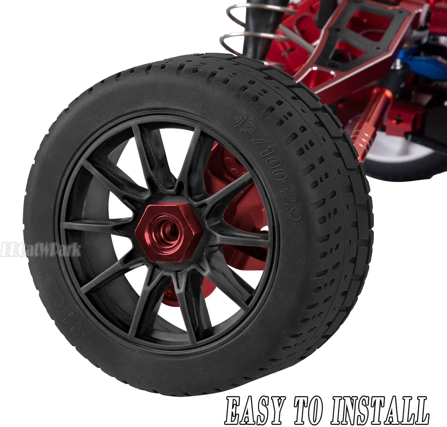 RC Highway Tires Wheel for 1/8 Typhon 6s BLX,1/7 Infraction 6S BLX/Limitless,RC Drift Off Road Buggy Rally Truck Wheels and Tires,4PCS RC High Speed Wheel Highway Rubber Tires,Black