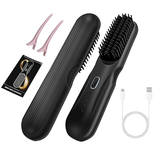 Cordless Straightener Brush Pro - 45W Fast Charge Portable Frizz-Free