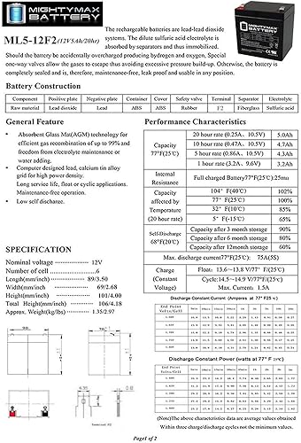 Miniatura 6 de Mighty Max Battery 12V 5Ah F2 SLA Replacement Battery for Ditek DTK-BU600PLUS - 12 Pack