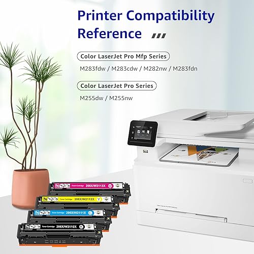 Miniatura 2 de CMYBabee Cartucho de tóner de repuesto compatible para HP 206X 206A para Color Laserjet Pro MFP M283fdw M283cdw M283fdn M282mw Pro M255dw M255nw