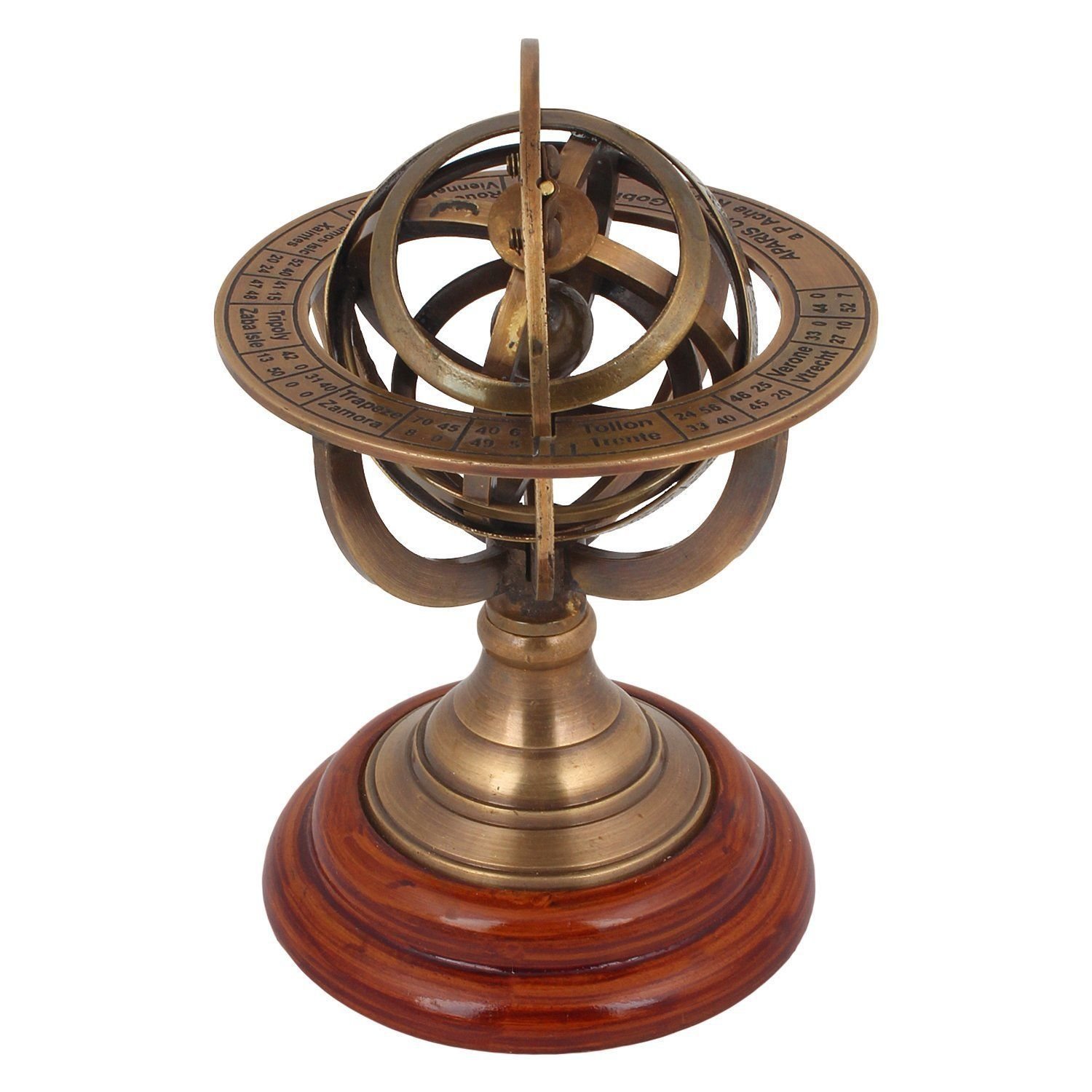 Sphère Armillaire Art Déco En Aluminium, Style Nautique Et Marin