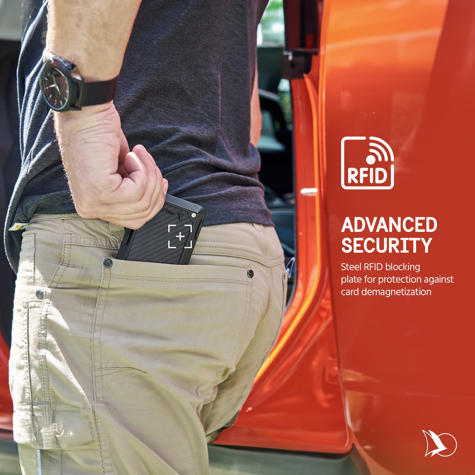 Peli Magnetische Brieftasche für iPhone [Kartenhalter] [RFID-Blockierung] Heavy Duty MIL-STD Snap-on MagSafe Wallet - Abnehmbare harte magnetische Handy-Brieftasche für iPhone 16 Pro Max/15 Pro Max/14