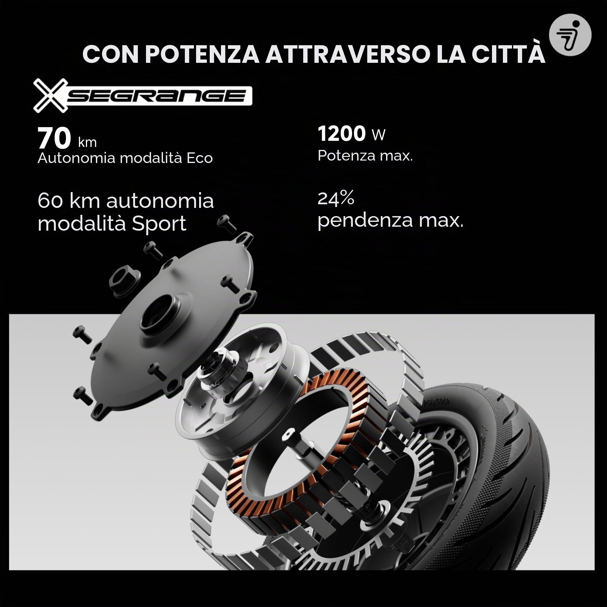 Segway-Ninebot F3 Pro D, monopattino elettrico con omologazione stradale per adulti, portata 70 km in modalità eco, capacità di carico 120 kg, doppia sospensione idraulica, Smart Display