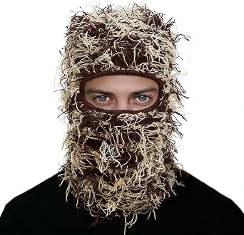 Distressed Ski Mask Balaclava, Yeat Shiesty Knitted Full-Face Mask