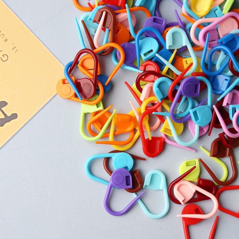 Lokunn 300 PCS Crochet Stitch Markers, Colorful Locking Stitch Markers Plastic Crochet Stitch Counters Crochet Clips for Weaving, Sewing and Knitting DIY Craft