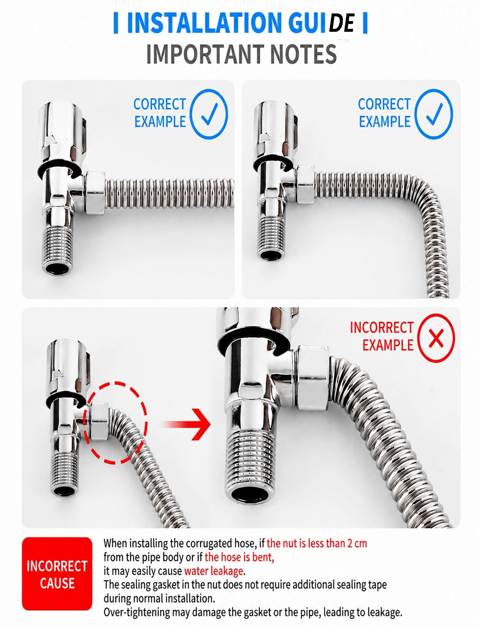 Manguera flexible de suministro de agua de acero inoxidable 304