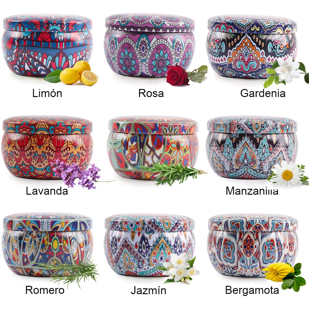 QILAY Velas Aromaticas, Juego de 9 Piezas（2.5Onzas）Velas Perfumadas Relajantes, Aromaterapia, Velas aromáticas caseras,100% Pura Cera de Soya, Un Regalo a Cumpleaños, Navidad, Aniversario.