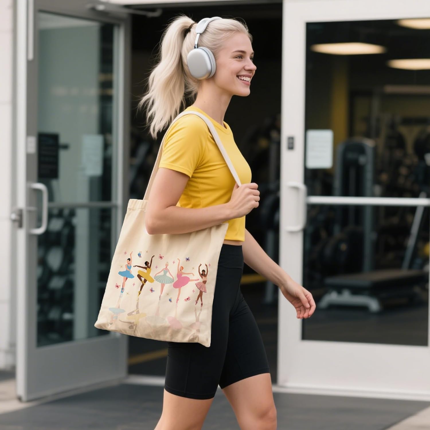 Aesthetic Canvas Tote Bag for Women - with Magnetic Snap Closure & Zipper Inner Pocket Reusable Bag for Shopping - Image 7