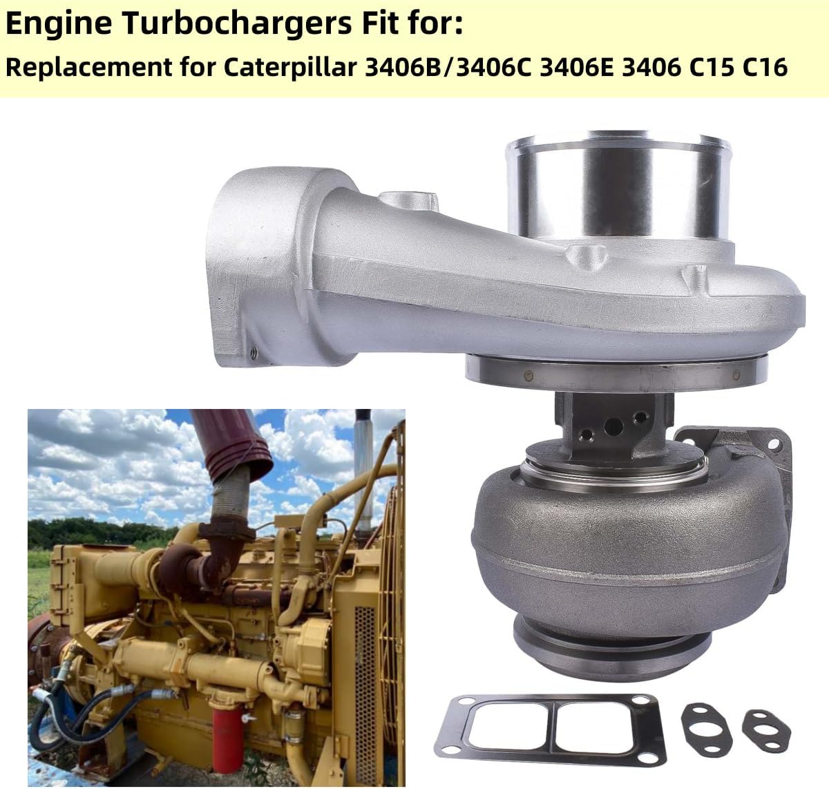 GELUOXI S410G S410SX S478 78mm Upgrade Billet Turbo Turbocharger Replacement for CAT Caterpillar 3406B/3406C 3406E 3406 C15 C16 T6 Twin-scroll 0R6170 0R6689 14969880000