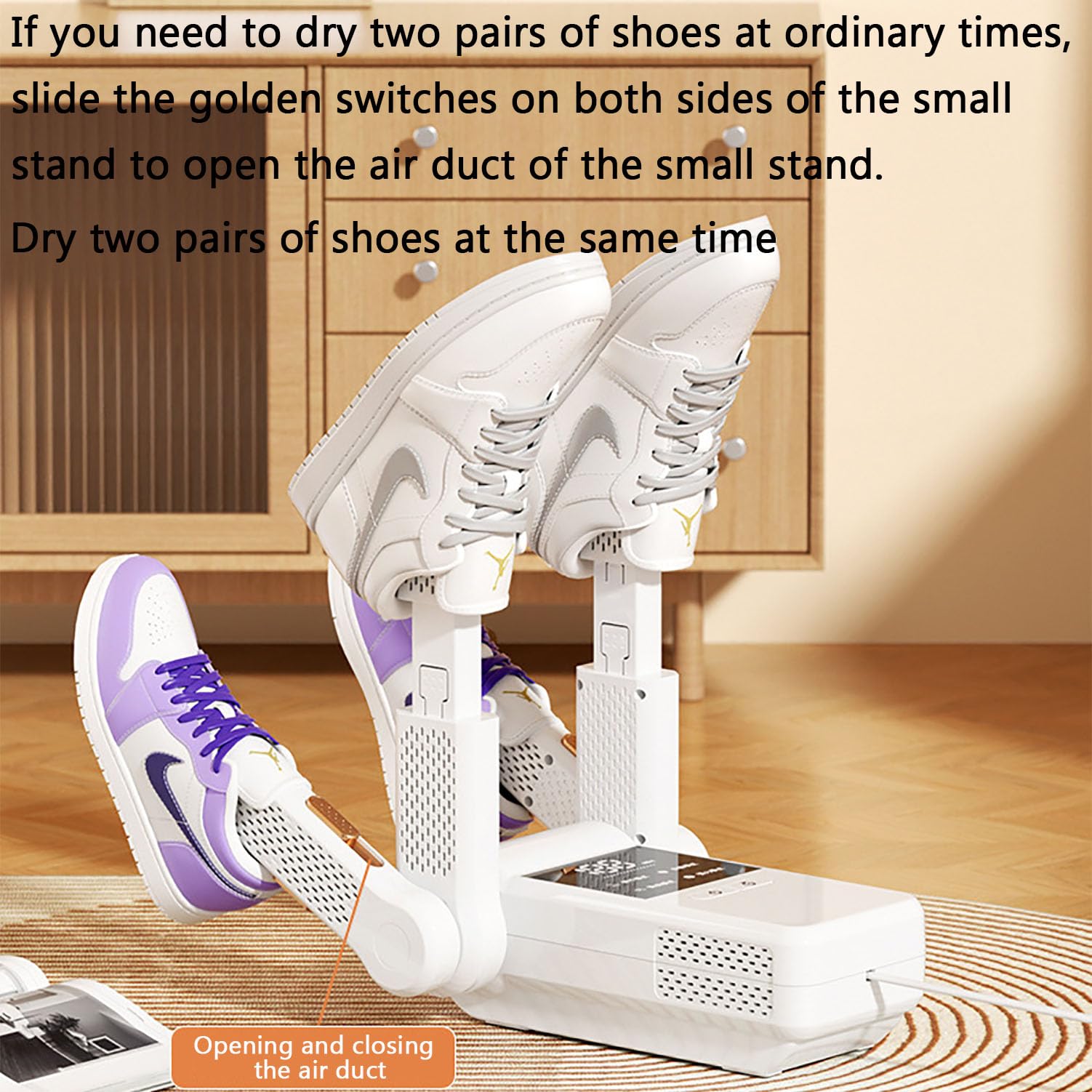 Asciuga Scarpe Elettrico, Asciuga Scarponi Con 4 Supporti, 120 Minuti Di Tempo Libero, 4 Modalità E Piegatura Flessibile a 90° Temperatura Costante Continua a 60° Adatto Per Asciugare Le Scarpe