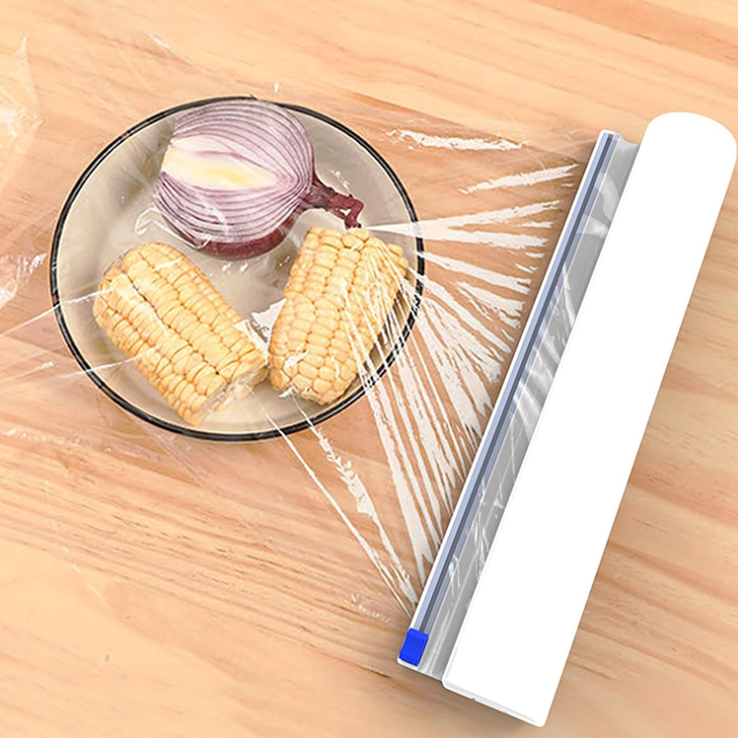 Home Cling Wrap Holder and Cutter Box with Adjustable Abs White