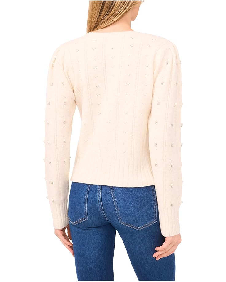 CeCe Pearl Embellished Pointelle Sweater - #2 of 3