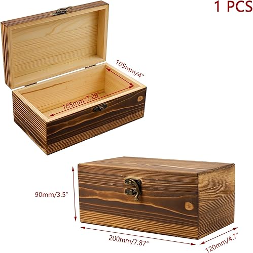 Miniatura 2 de KUMGROT Caja de madera con tapa con bisagras, caja de regalo vintage para escribir, almacenamiento de madera maciza hecha a mano para fotos, joyas,