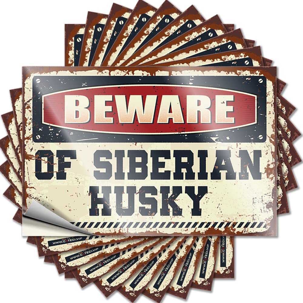 Fzfn Colour Fun Stuff, Tattoos Drinking Case Beware Of Siberian Husky | Big Waterproof Vinyl Stickers(6X9cm)